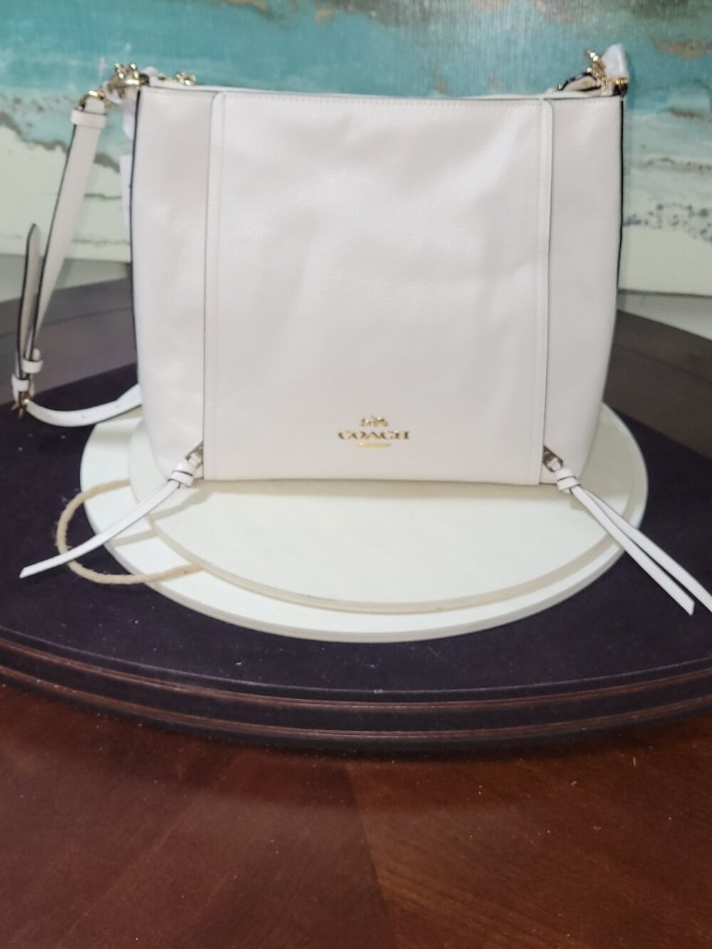 Coach Cream Pebble Leather Crossbody [Item #HL20]